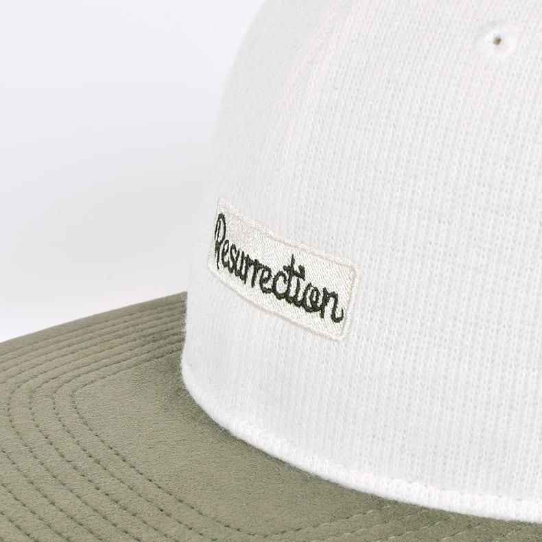 【Resurrection】ニットライク2トーンキャップ (フラット) WHITE/KHAKI(ZZRES-BF34CAP05)