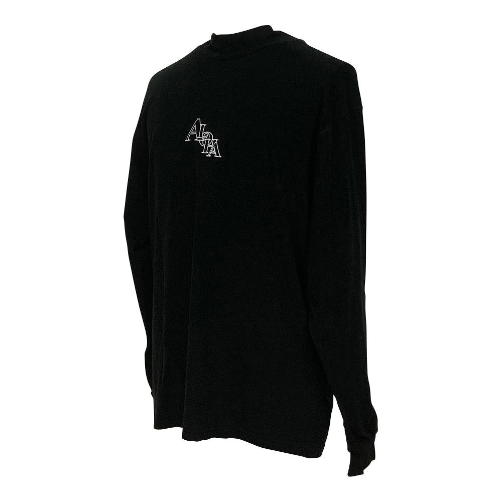 【SALVAGE PUBLIC】サルベージパブリック monogram EMB モックネック 長袖Tシャツ ブラック M・Lサイズ(SVKA2015)