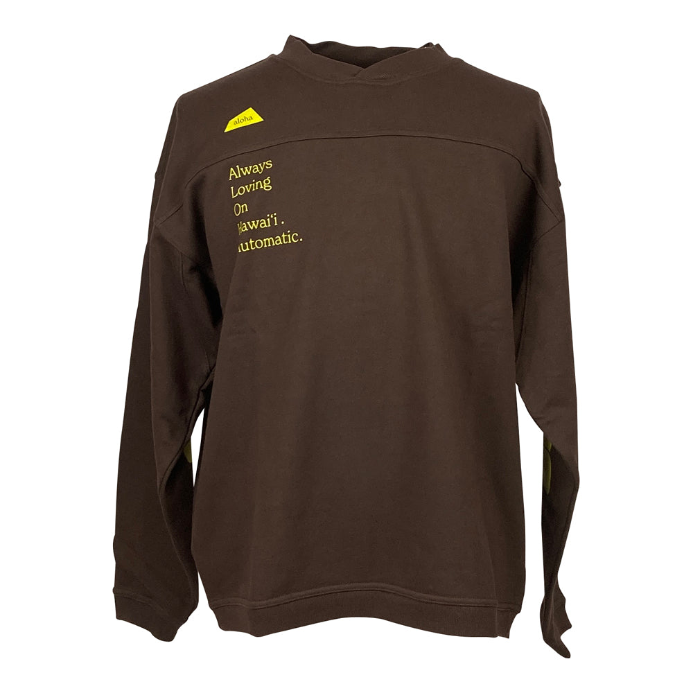 【SALVAGE PUBLIC】サルベージパブリック パブリック パーカー SALVAGE PUBLIC VARSITY Crew neck (a.l.o.h.a) ブラウン S・Mサイズ(SV3AW007)