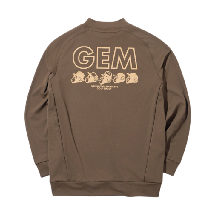 【GREEN EDGE MONKEYS】モックネック長袖バックプリント カーキ(ZZGEM-50363001)