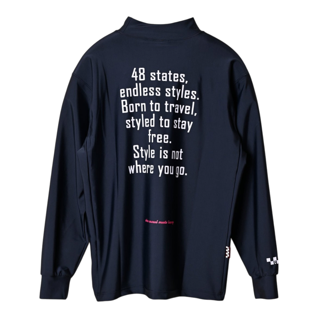 【CHECKER48】Women's LESS SEE-THROUGH MOCK TEE 長袖ハイネック BLACK(CHE-C4800A001W)