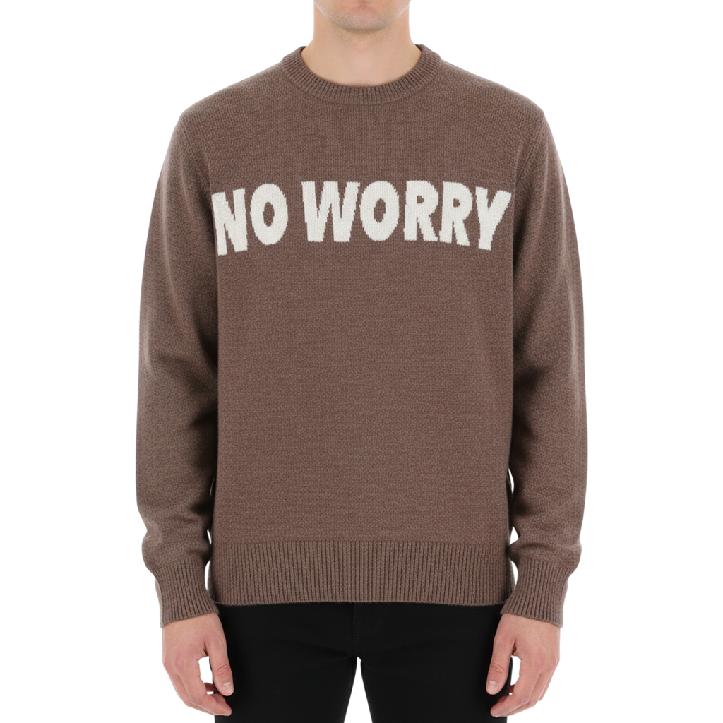 SALVAGE PUBLIC Collection Wool Jacquard Knit, Sizes S, M, Brown (SVKA3