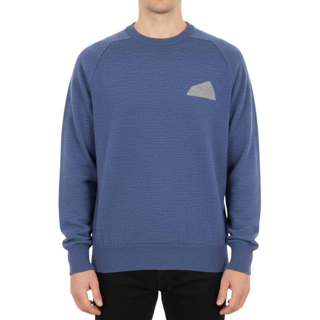 SALVAGE PUBLIC Wool Jacquard Crewneck Knit (PARADISE NOW) Blue, Size L