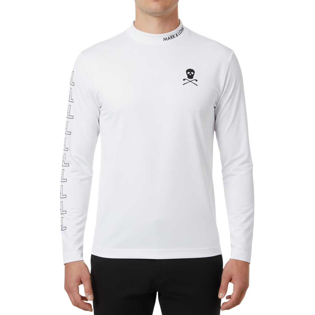 【MARK&LONA】Odin Long Sleeve Tee モックネック ホワイト 50 XL(MLM-4A-AA01)
