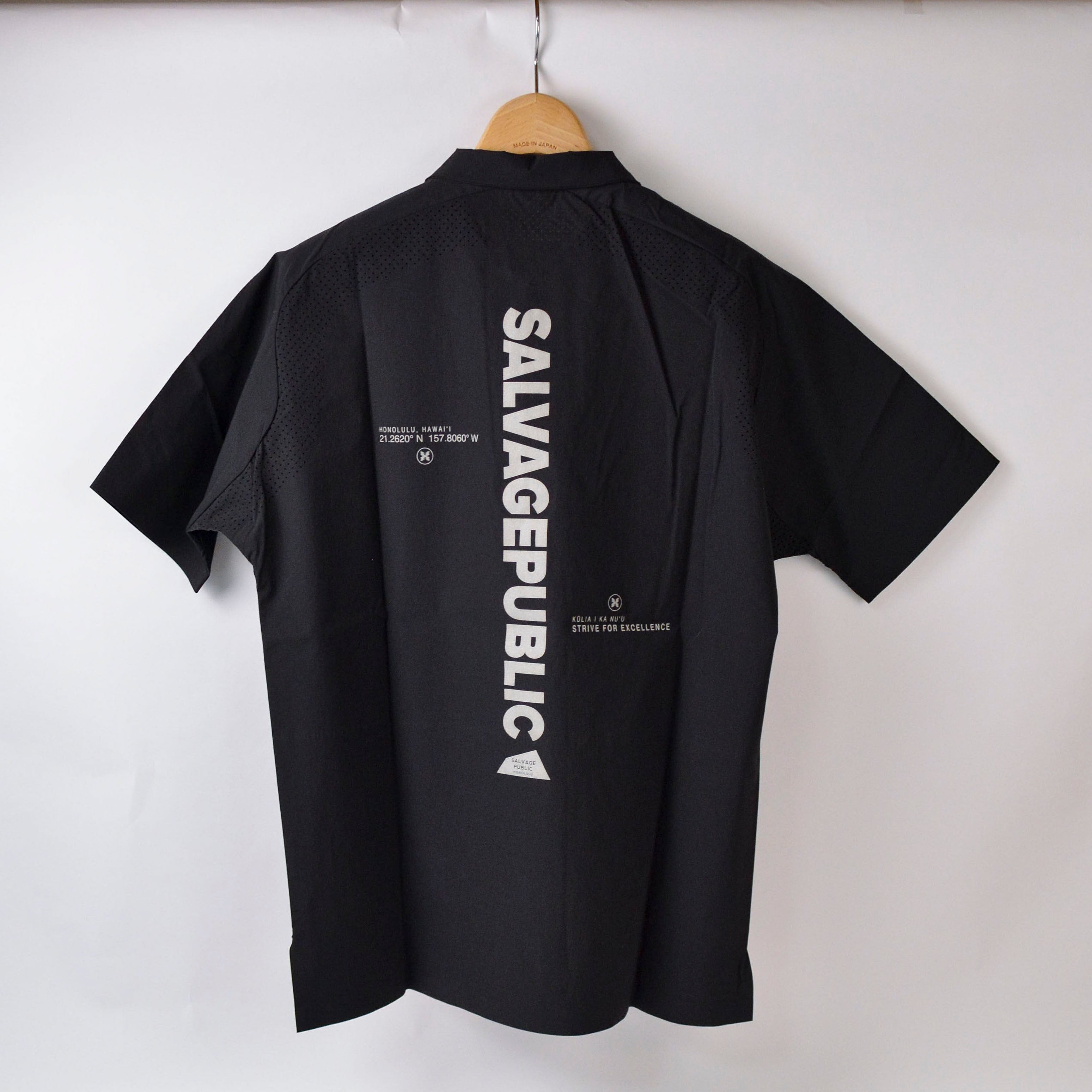 【SALVAGE PUBLIC】Kamake’e Tech Polo ナイロン ポロシャツ ブラック S(SAP-SVKS5016)