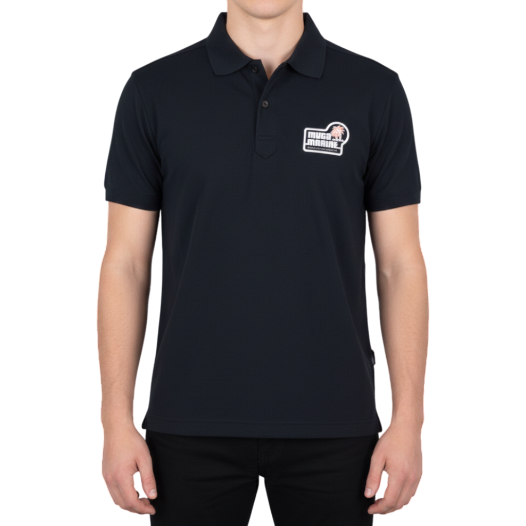 muta ポロシャツ ブラック muta】LETTER WAVE polo shirt black men's S M L XL（MMAX-446333-BK）