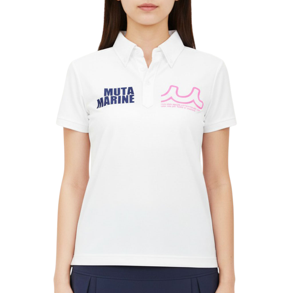 【muta】ボックスロゴ ポロシャツ ホワイトレディース WF(MMAX-446325-WH)
