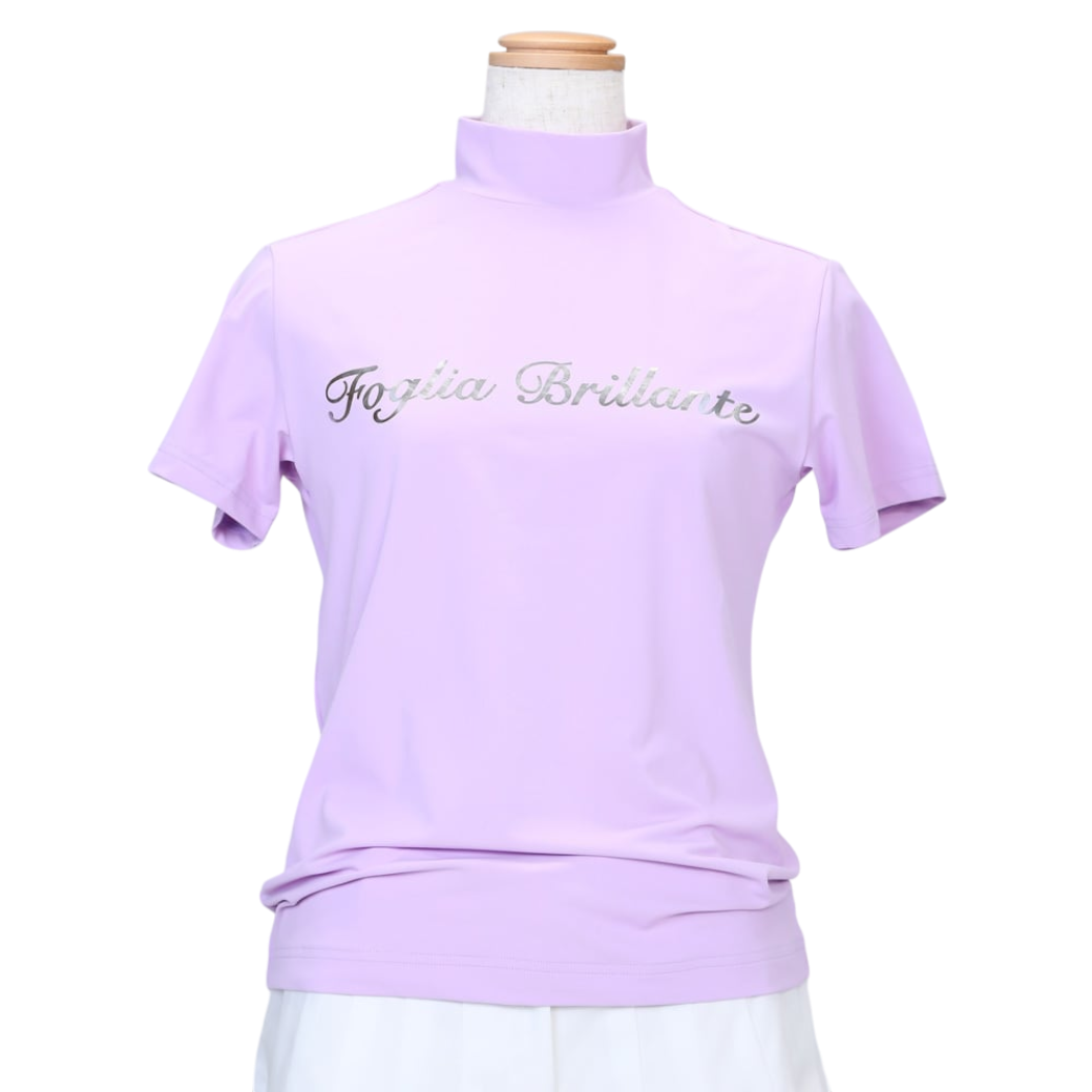 【Foglia Brillante】ロゴプリント 半袖モックネック WOMAN PURPLE(FBAL-MN2)