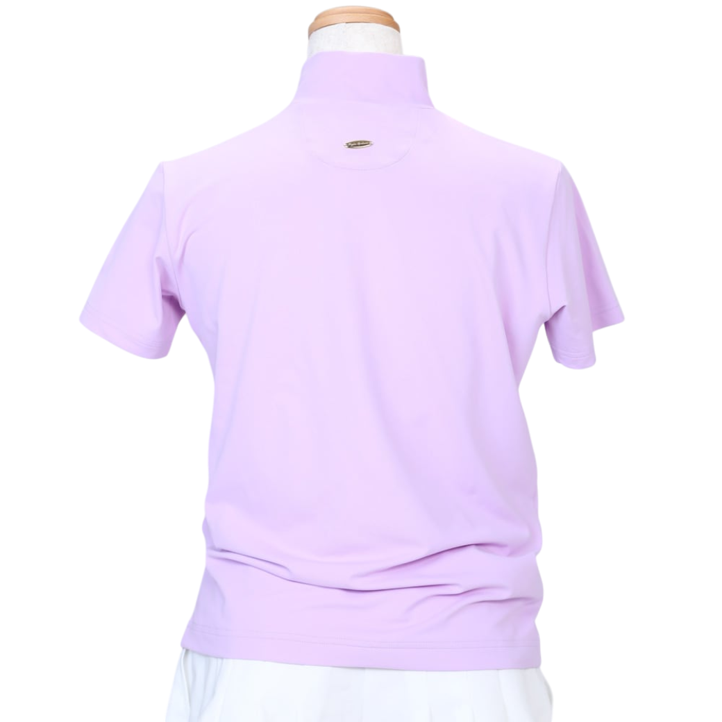 【Foglia Brillante】ロゴプリント 半袖モックネック WOMAN PURPLE(FBAL-MN2)