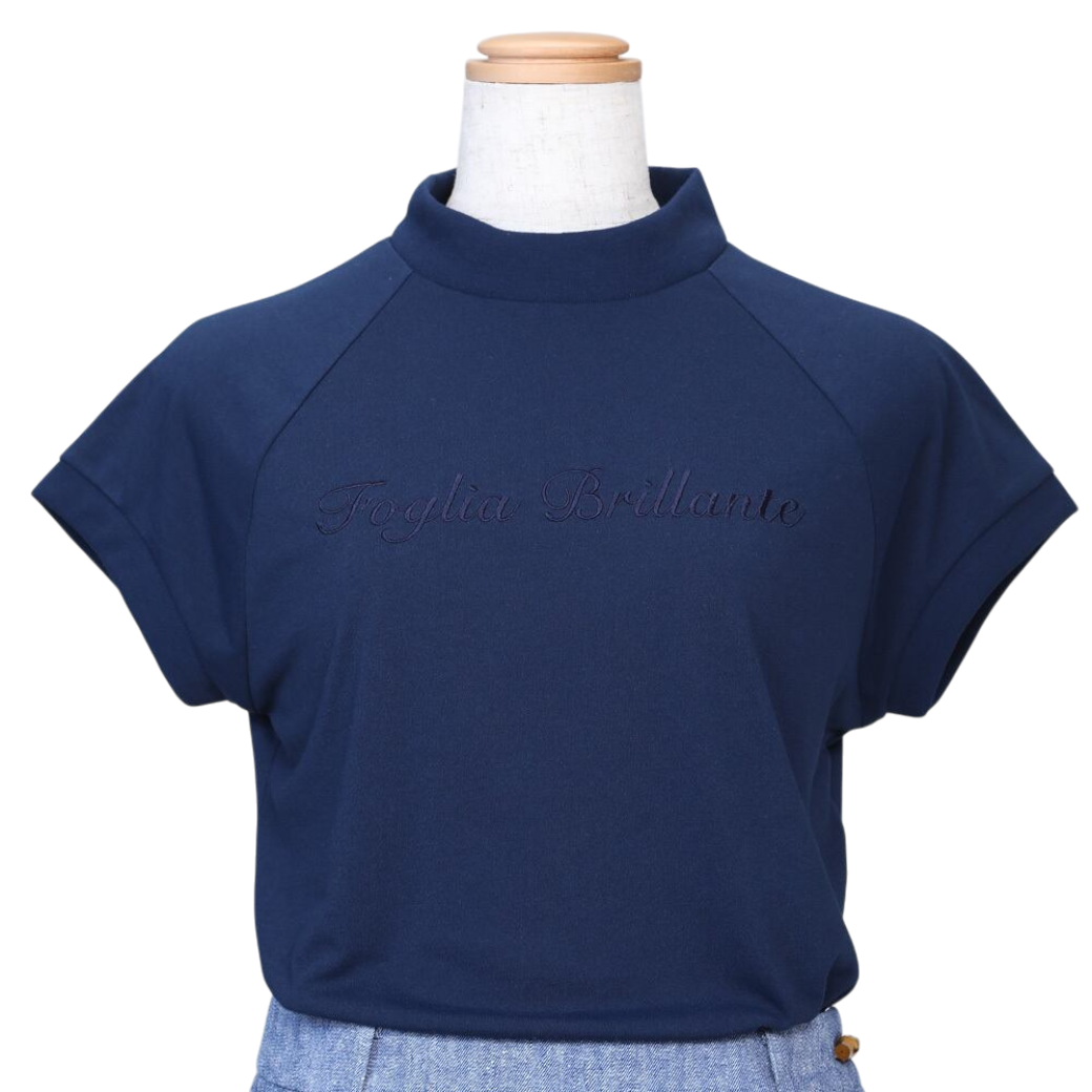 【Foglia Brillante】ラグランスリーブ モックネック WOMAN NAVY(FBAL-MN3)