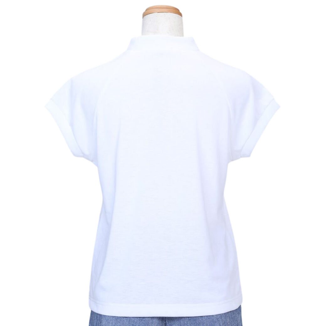 【Foglia Brillante】ラグランスリーブ モックネック WOMAN WHITE(FBAL-MN3)