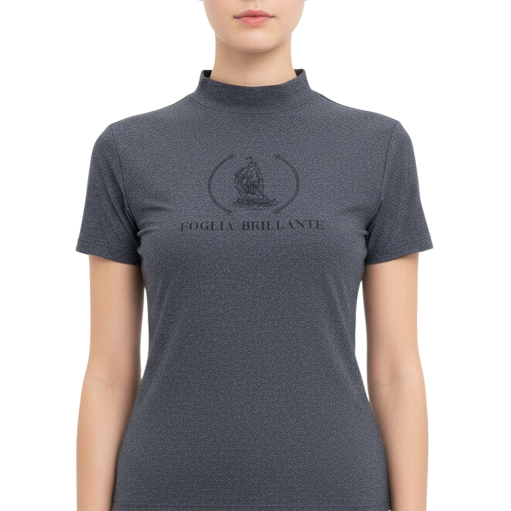 【Foglia Brillante】NAUTICALプリントモックネック WOMAN NAVY(FBAL-MN6)