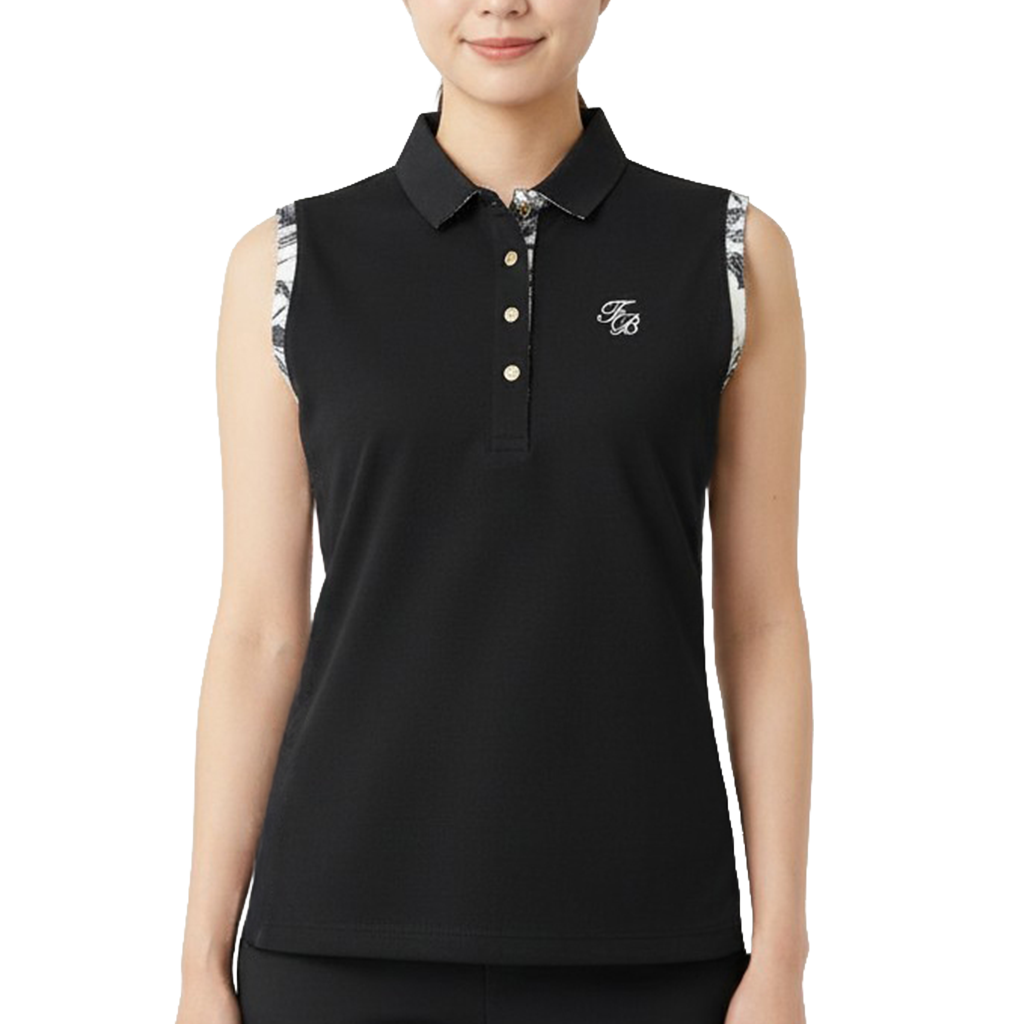 【Foglia Brillante】ノースリーブポロ WOMAN BLACK(FBAL-SLPO12)