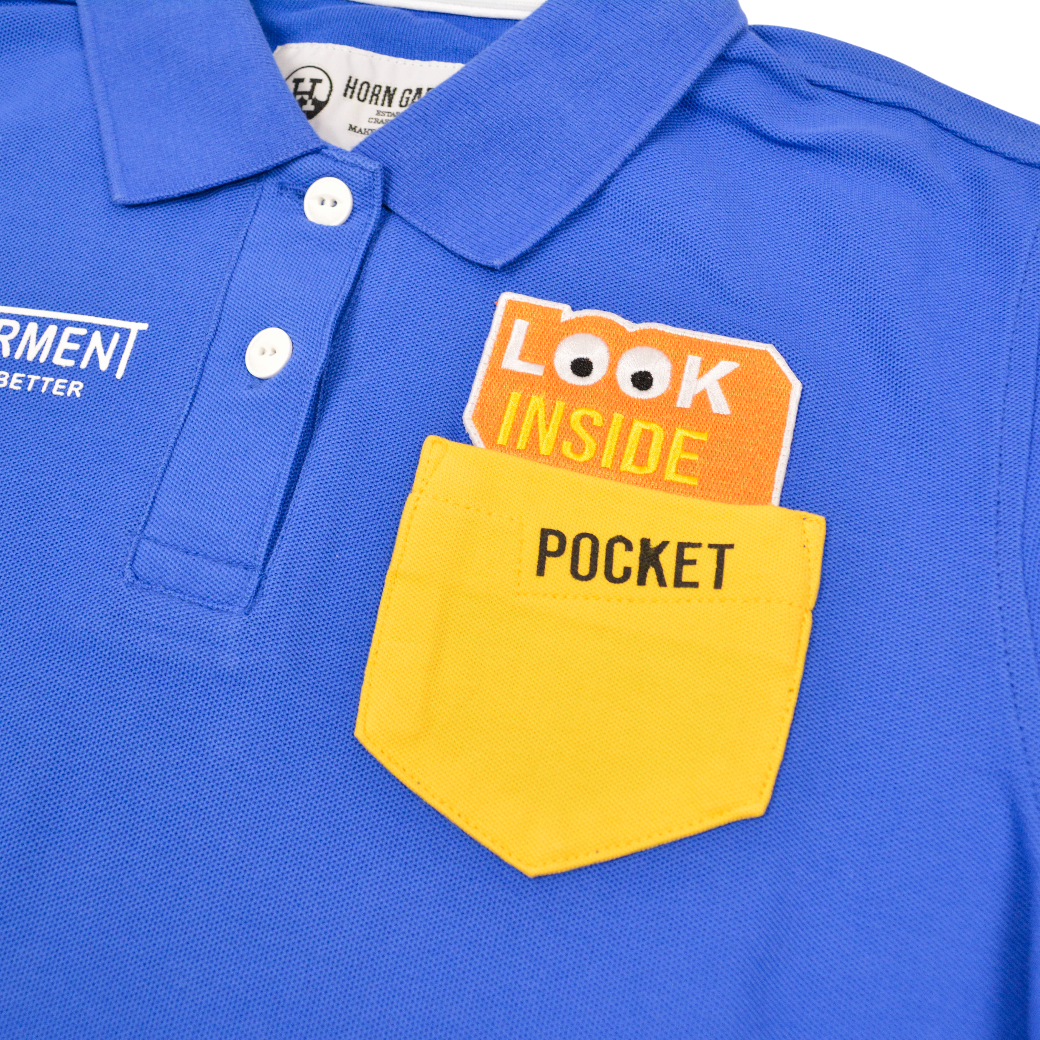 【HORN GARMENT】ポロ LOOK INSIDE ポケットデザイン ブルー レディース(HOG-HCW2AAP05)
