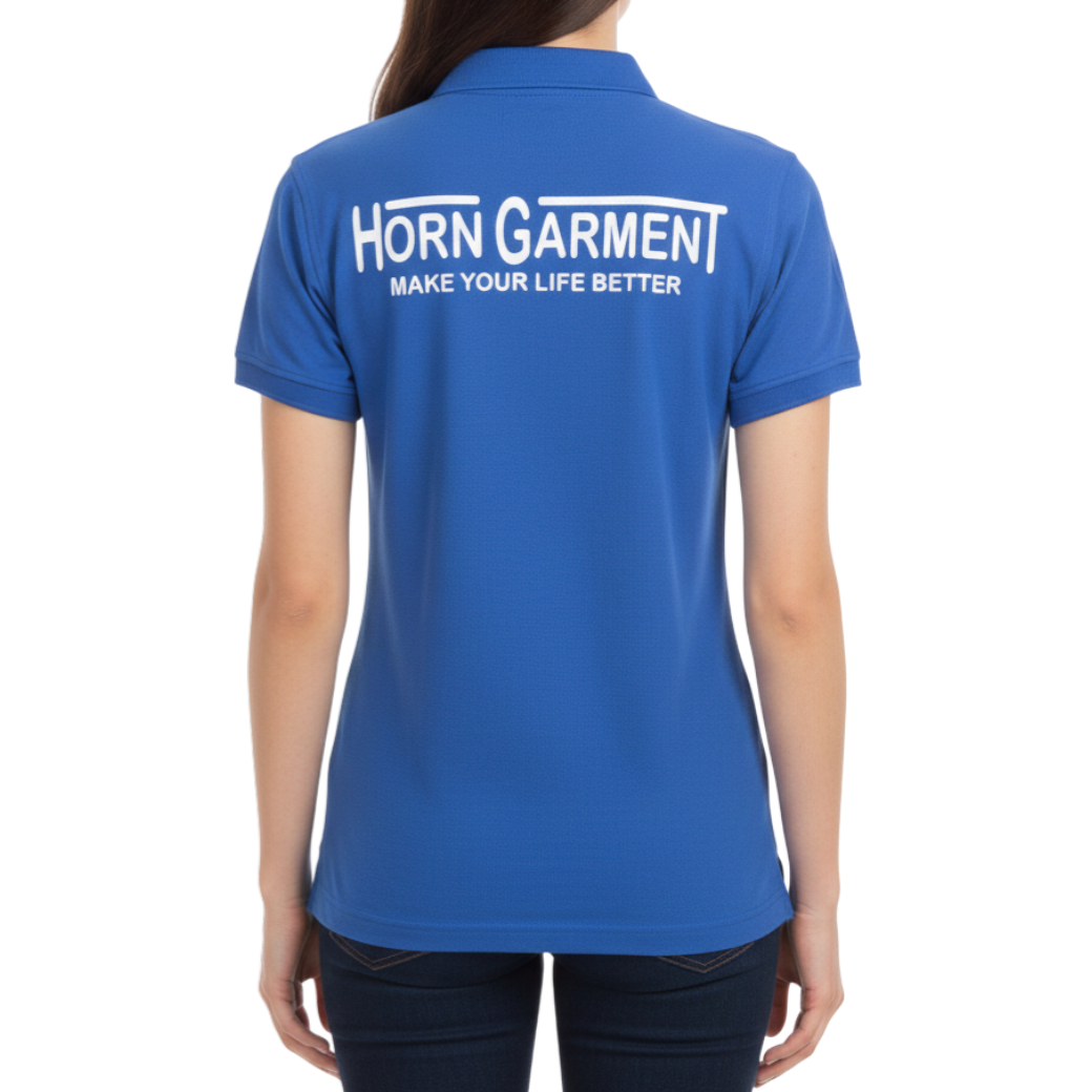 【HORN GARMENT】ポロ LOOK INSIDE ポケットデザイン ブルー レディース(HOG-HCW2AAP05)