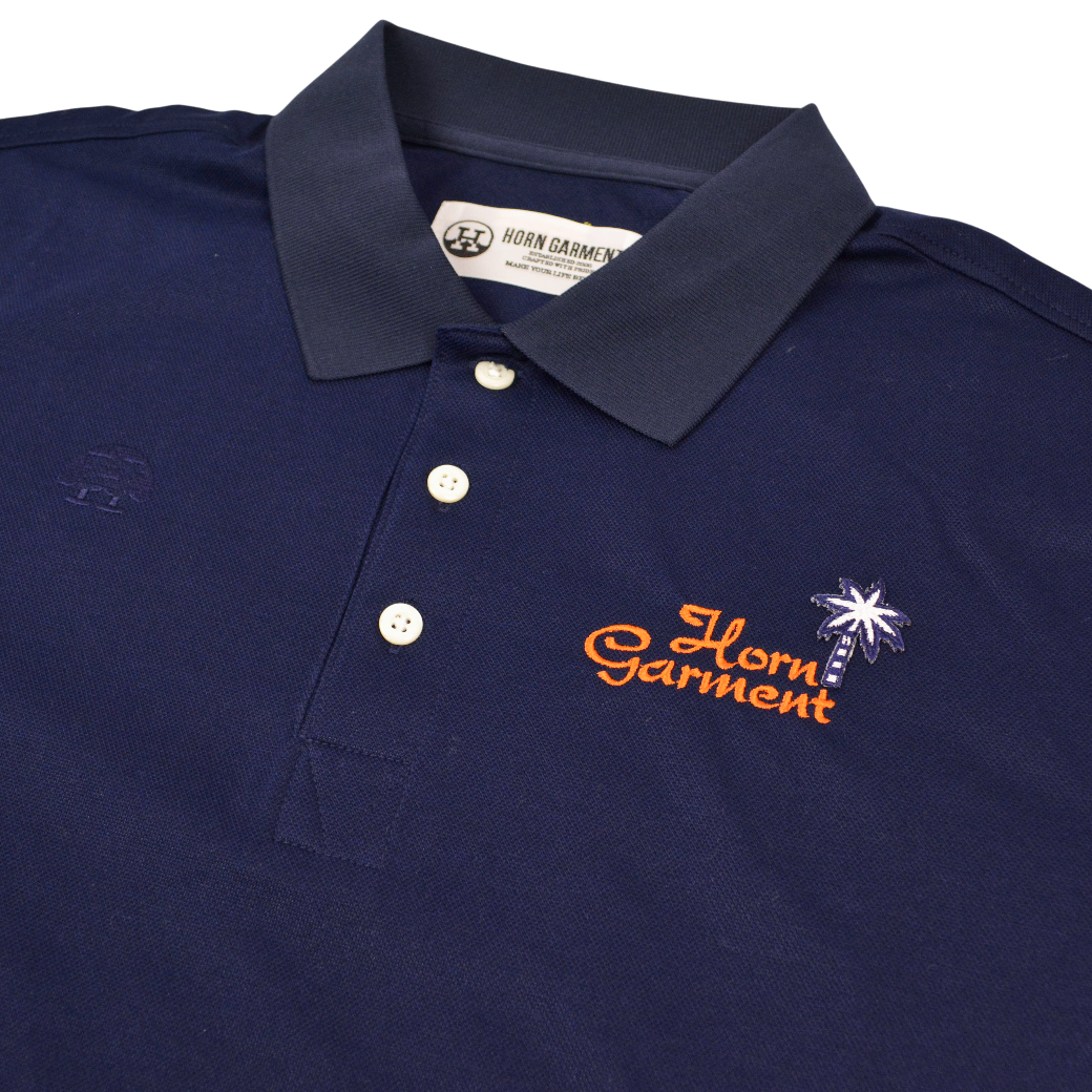 【HORN GARMENT】ポロ ヴィンテージロゴ ネイビー メンズ(HOG-HCM4AAP75)