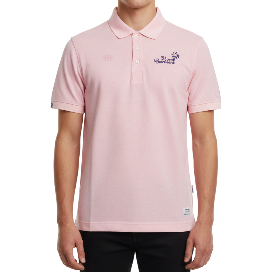 【HORN GARMENT】ポロ ヴィンテージロゴ ピンク メンズ(HOG-HCM4AAP75)