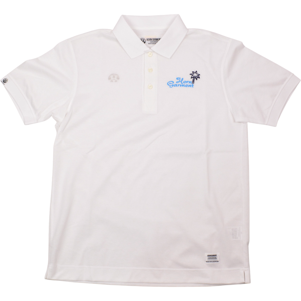 【HORN GARMENT】ポロ ヴィンテージロゴ ホワイト メンズ(HOG-HCM4AAP75)