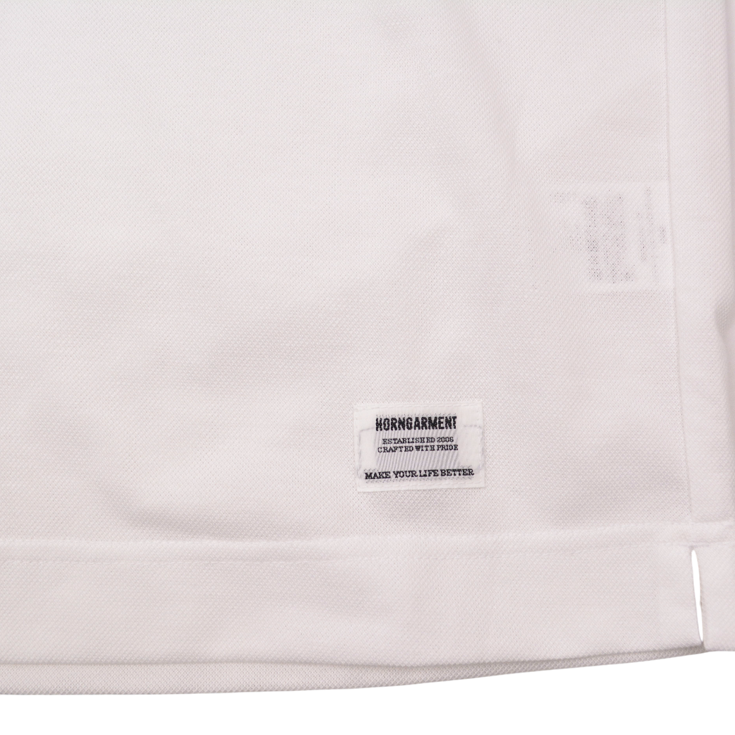 【HORN GARMENT】ポロ ヴィンテージロゴ ホワイト メンズ(HOG-HCM4AAP75)