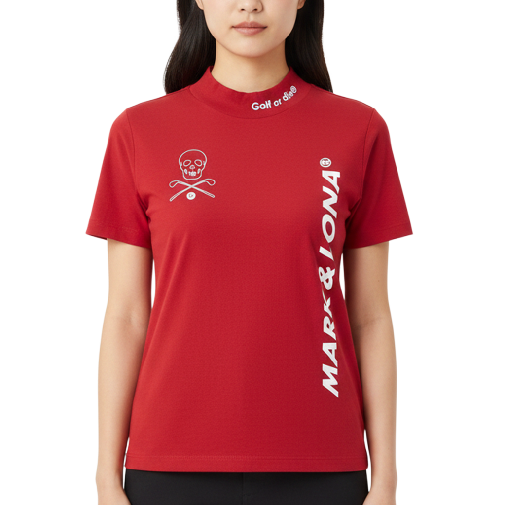 【MARK&LONA】Tシャツ レディース モック RED(MAL-MLW2CAA02)