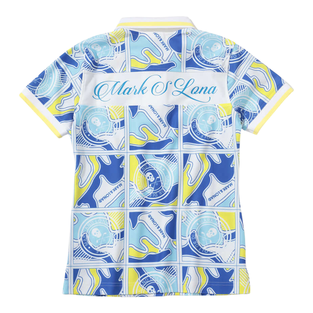 【MARK&LONA】Gauge Block Pattern Polo レディース ポロシャツ BLUE(MAL-MLW5AAP01)
