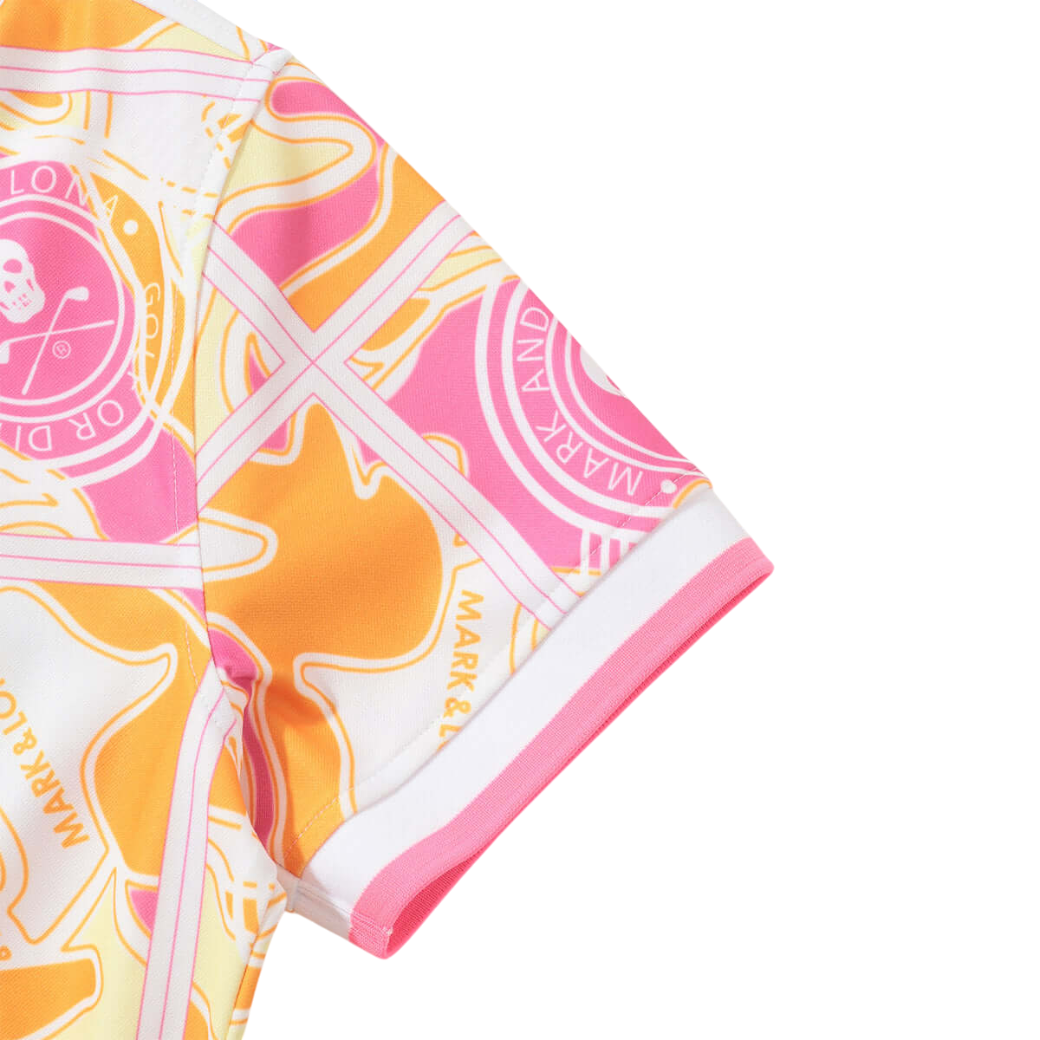 【MARK&LONA】Gauge Block Pattern Polo レディース ポロシャツ PINK(MAL-MLW5AAP01)