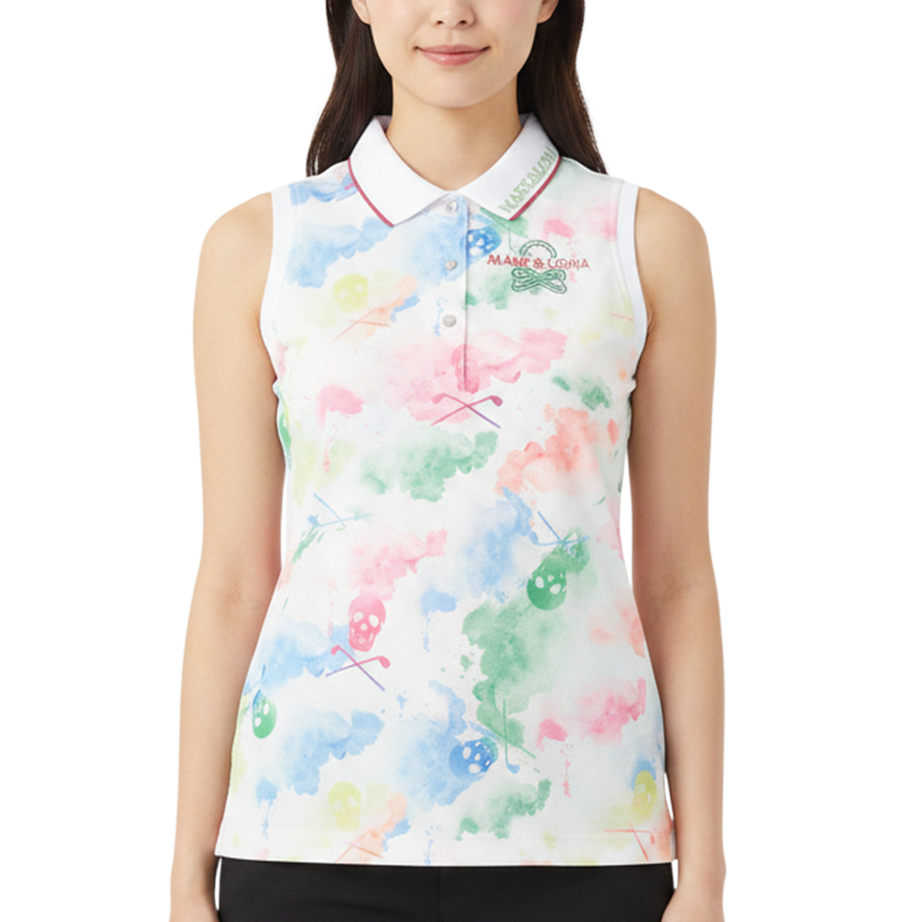 【MARK&LONA】PULSE CAMO POLO レディース ノースリーブポロシャツ MIX(MAL-MLW5AAP04)