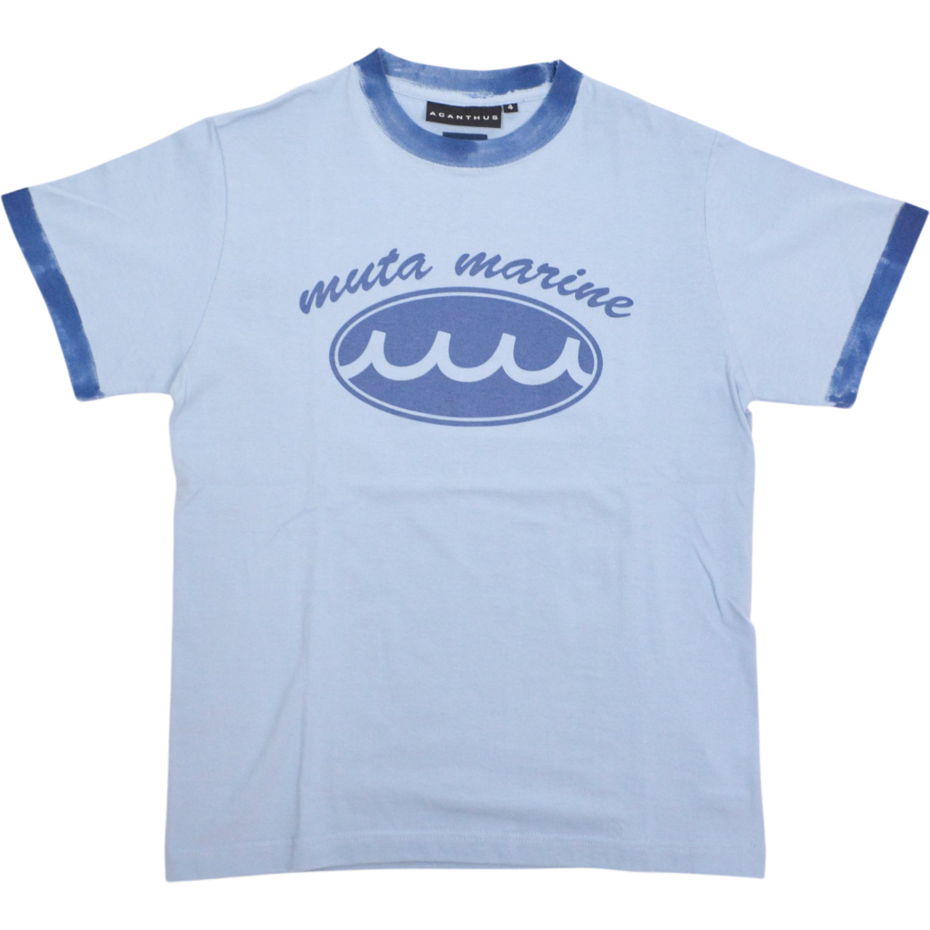 【muta】ACANTHUS × muta MARINE Circle Logo Hand paint Ringer Tee Tシャツ ブルー S(MUT-MMAC-MA2317)