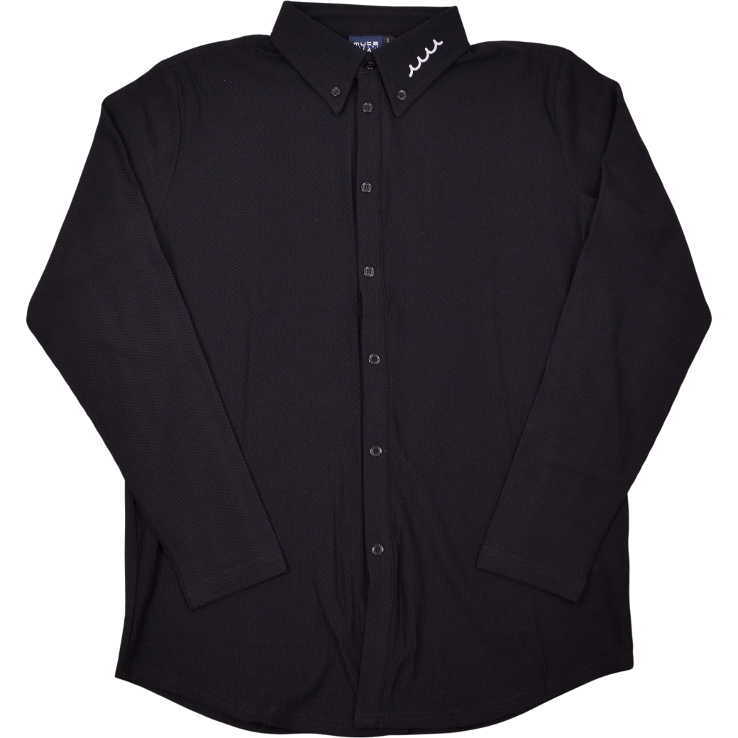 【muta】メッシュ ポロボタンダウンシャツ ブラック(MUT-MMBC180812)