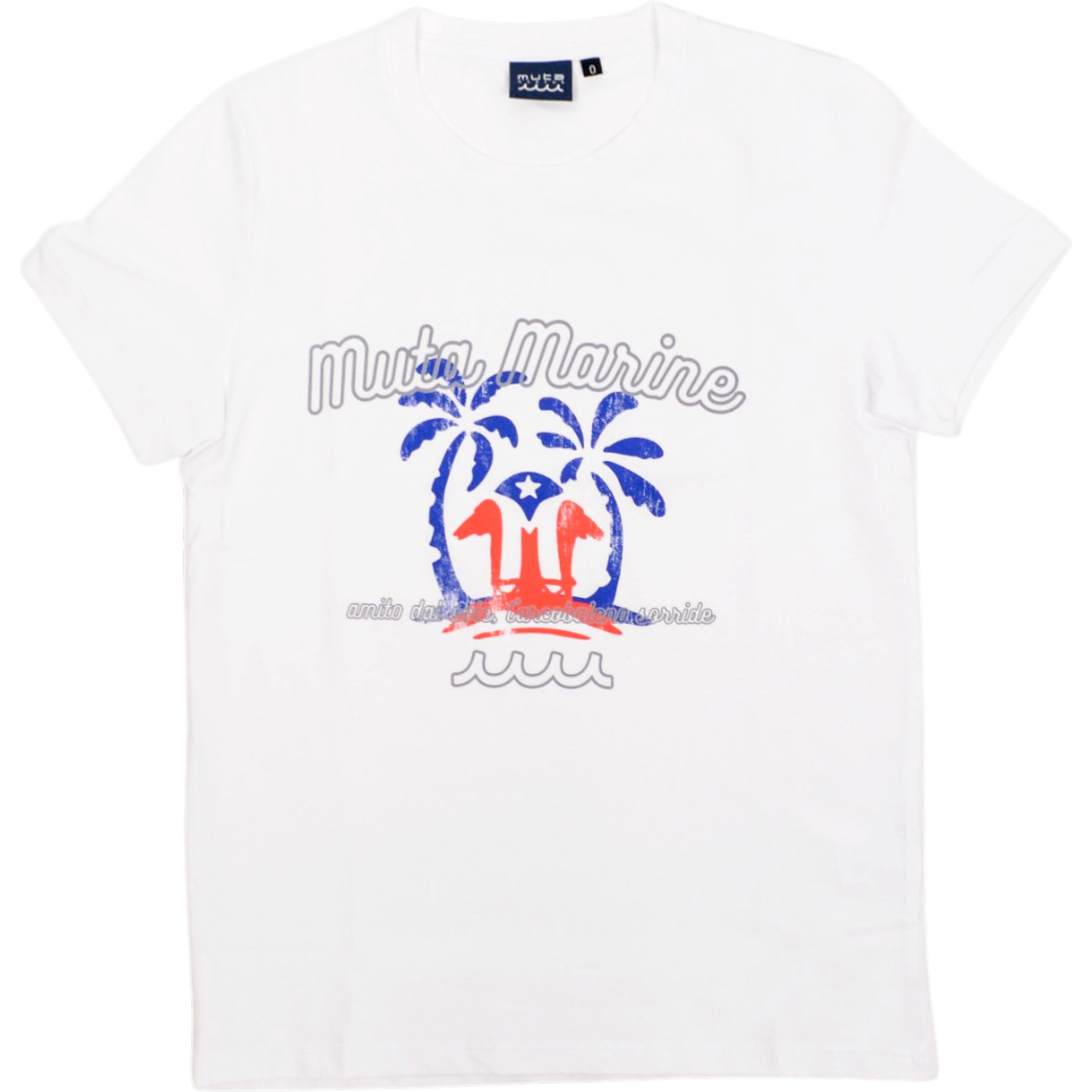 【muta】ISLAND STAMP Tシャツ ホワイト レディース フリーサイズ(MUT-MMKW-434606)