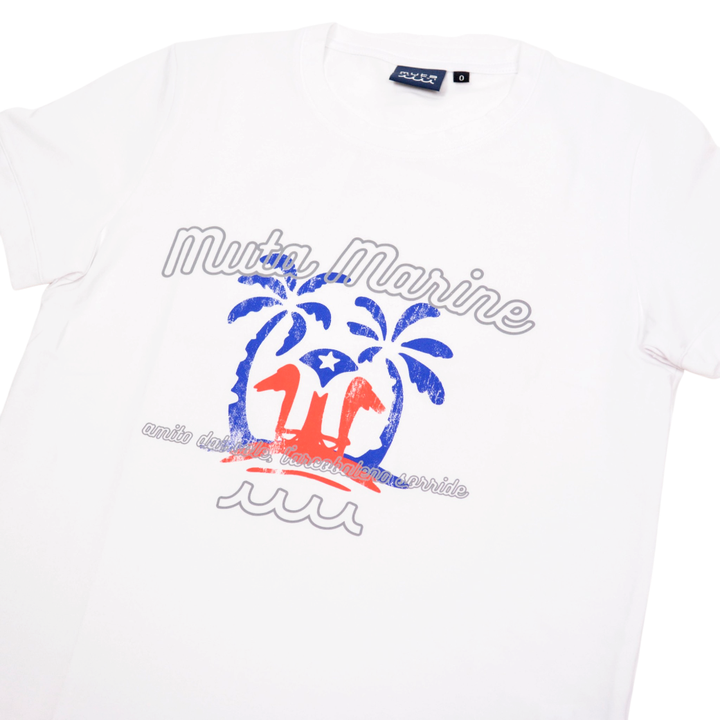 【muta】ISLAND STAMP Tシャツ ホワイト レディース フリーサイズ(MUT-MMKW-434606)