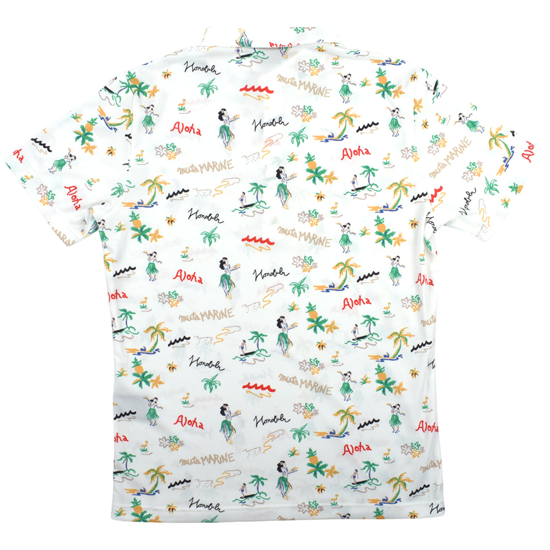 MUTA Hawaiian Polo Shirt, White (MMJC-446187)