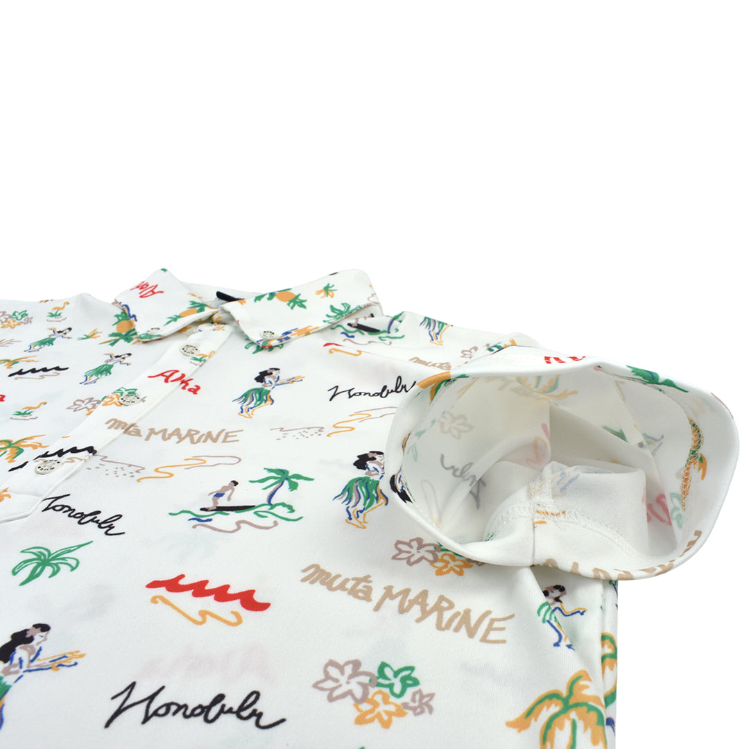 MUTA Hawaiian Polo Shirt, White (MMJC-446187)
