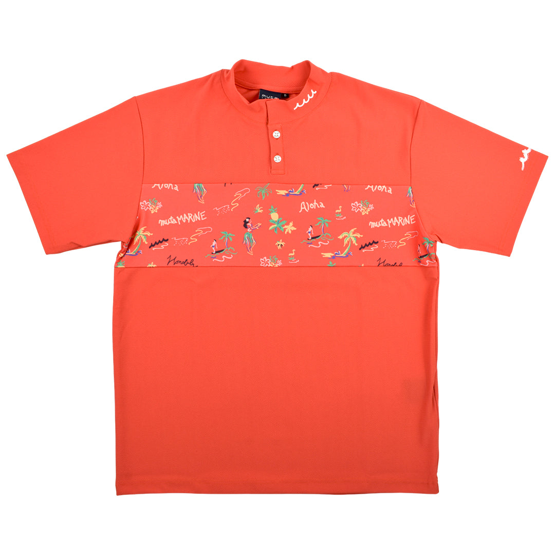 【MUTA】ハワイアン切替 モックネックシャツ ORANGE (MMJC-446198)