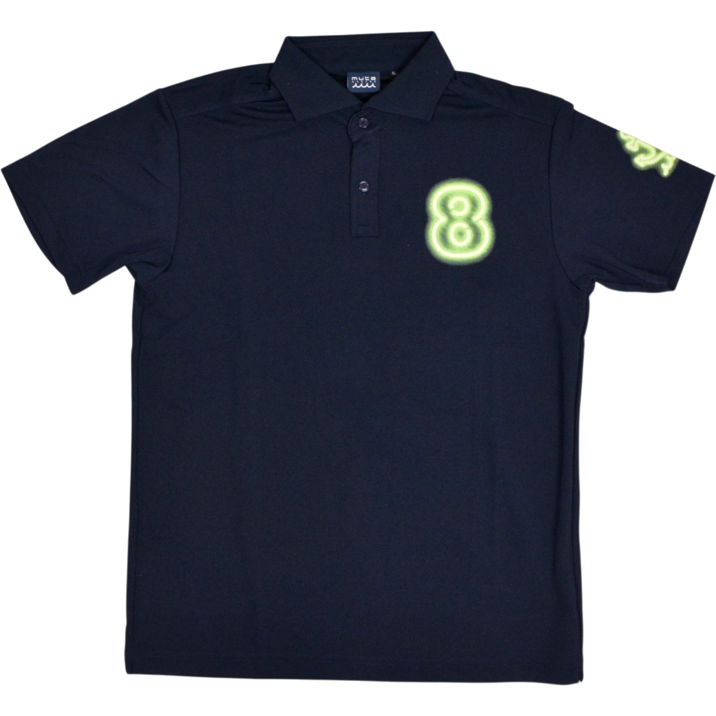 【muta】ネオンロゴ ポロシャツ ネイビー メンズ L XL(MUT-MMMP446294)