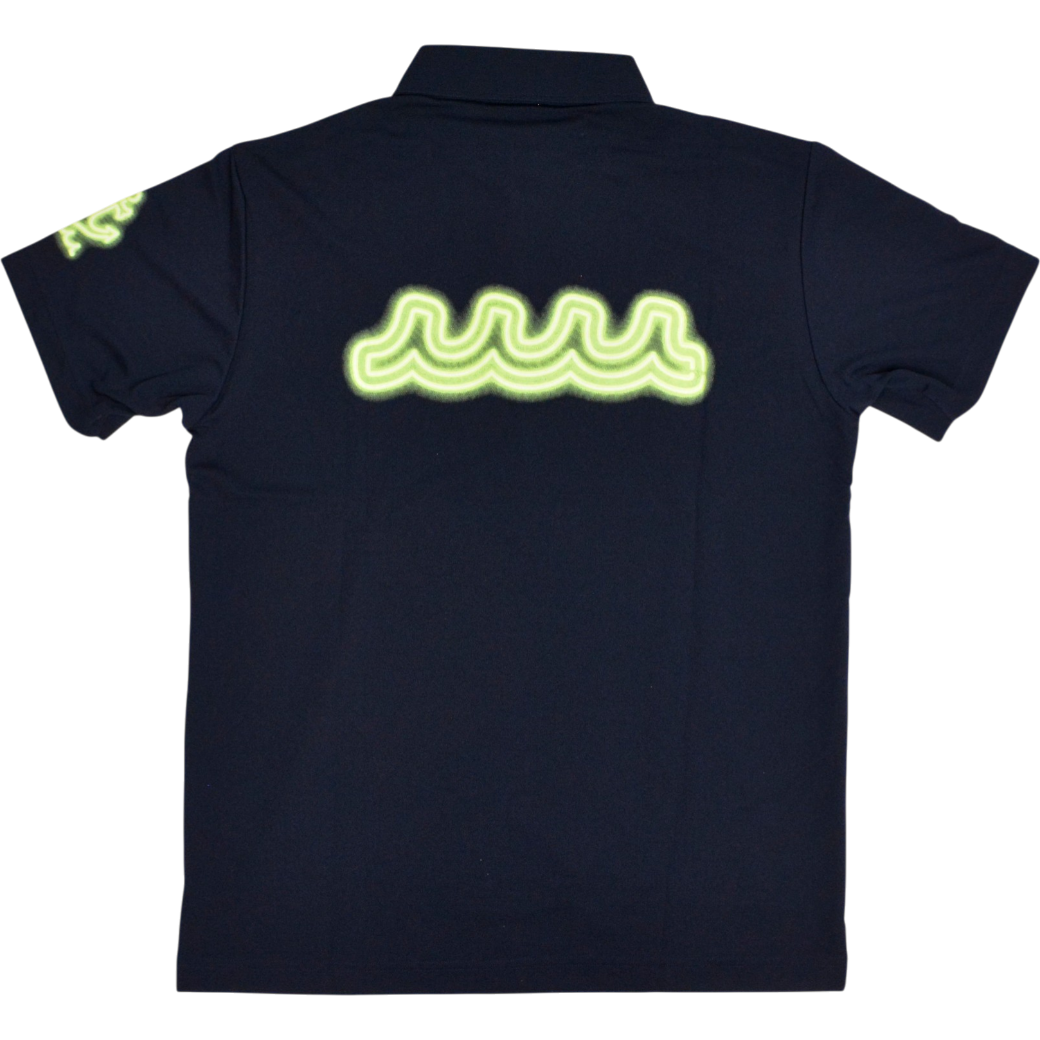 【muta】ネオンロゴ ポロシャツ ネイビー メンズ L XL(MUT-MMMP446294)