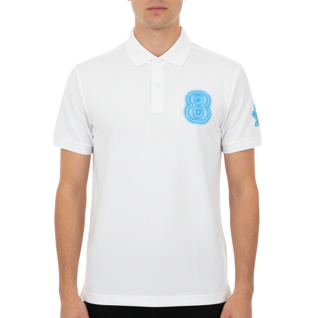 【muta】ネオンロゴ ポロシャツ ホワイト L XL(MUT-MMMP446294)
