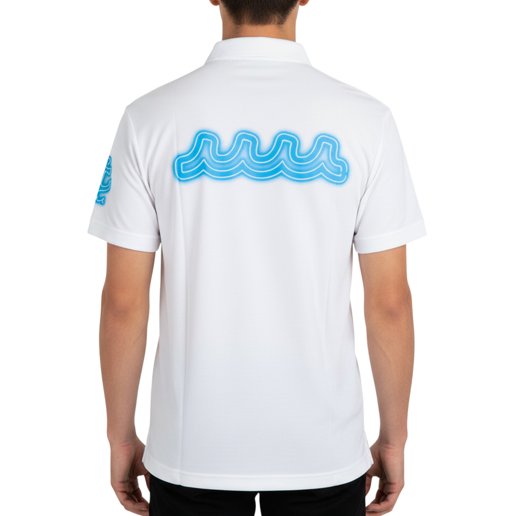 【muta】ネオンロゴ ポロシャツ ホワイト L XL(MUT-MMMP446294)