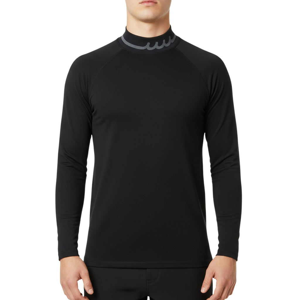 【muta】ライトハイテンション リブモックネックシャツ L BLACK(MUT-MMBC220705)