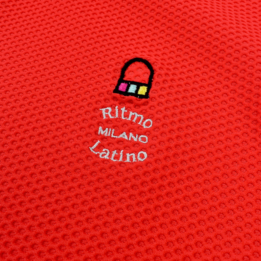 Ritmo Latino MILANO 2025 Spring/Summer Ritmo Latino Mock Short Sleeve Shirt, Mesh, Red (RLT-RL01)