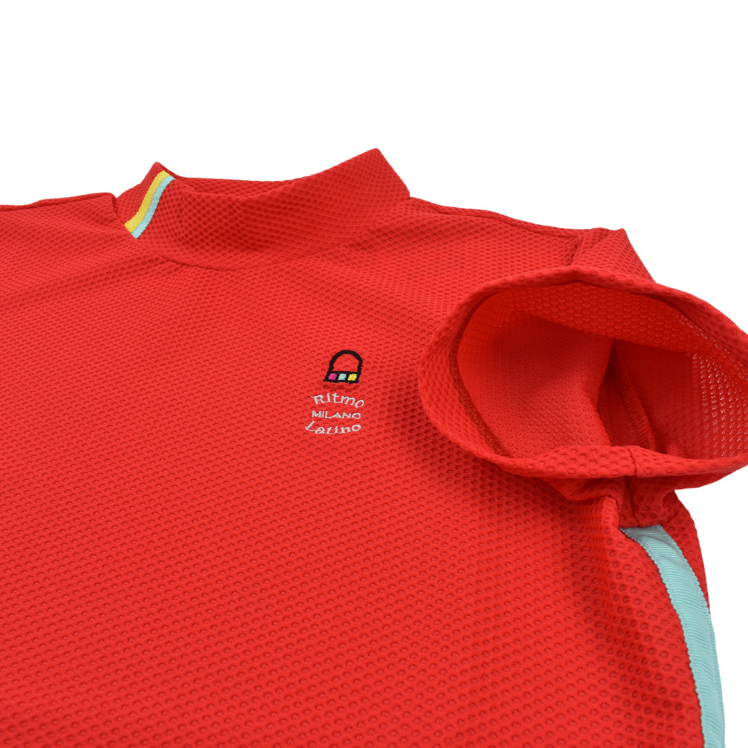 Ritmo Latino MILANO 2025 Spring/Summer Ritmo Latino Mock Short Sleeve Shirt, Mesh, Red (RLT-RL01)