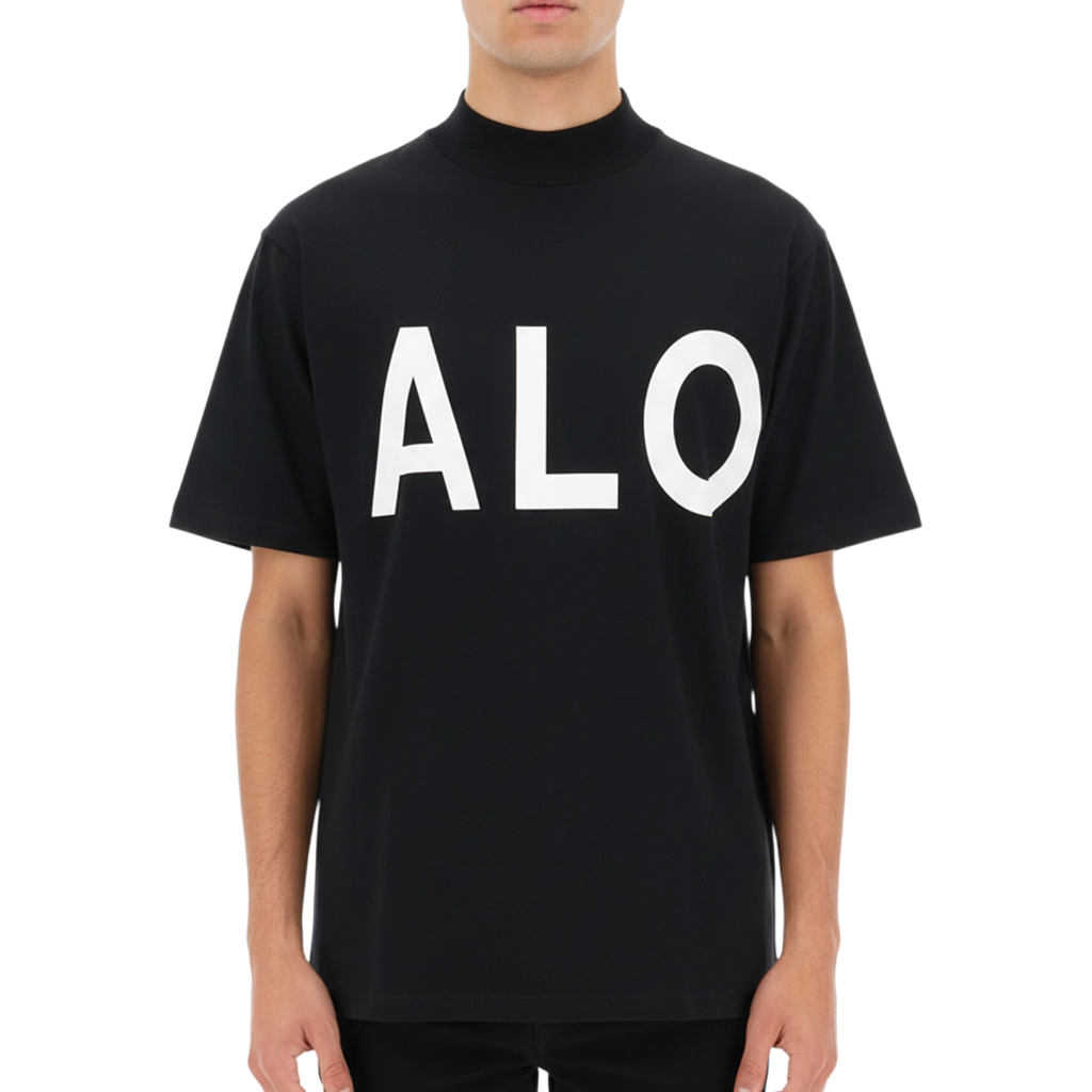 【SALVAGE PUBLIC】SURF mockneck shorts leeve BIG ALOHA モックネック Tシャツ ブラック S M(SAP-SVKA3029)