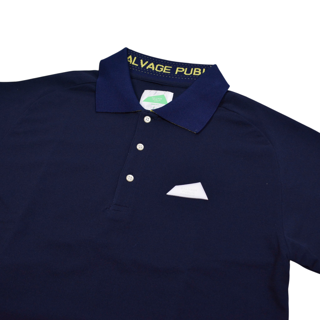 【SALVAGE PUBLIC】バックプリント ポロシャツ ネイビー S M L(SAP-SVKS3018)