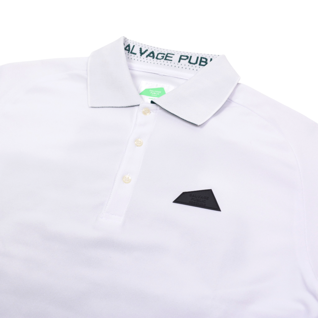 【SALVAGE PUBLIC】バックプリント ポロシャツ ホワイト S M L(SAP-SVKS3018)