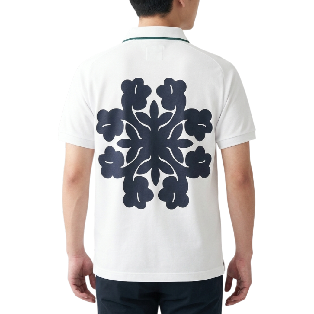 【SALVAGE PUBLIC】バックプリント ポロシャツ ホワイト S M L(SAP-SVKS3018)