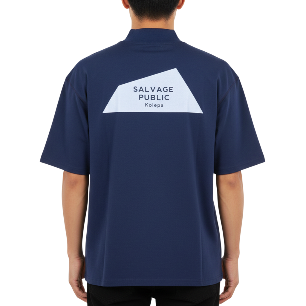 【SALVAGE PUBLIC】モックネック Tシャツ ネイビー S M L(SAP-SVKS3026)