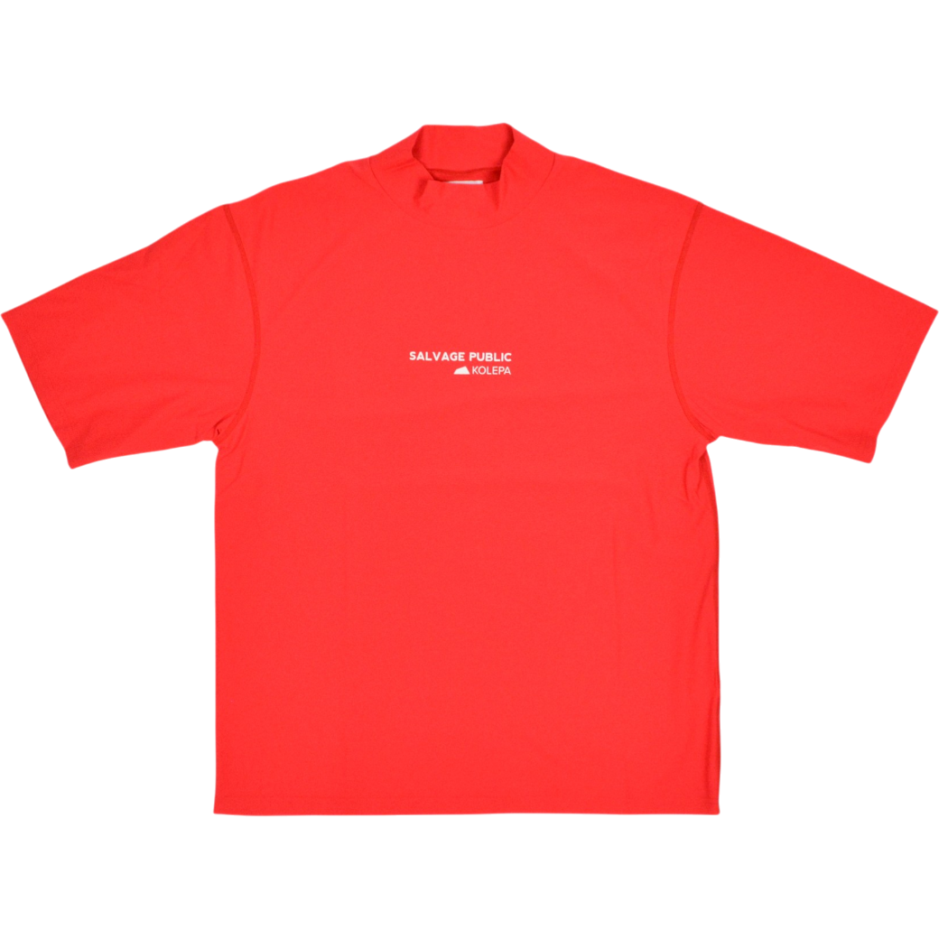【SALVAGE PUBLIC】モックネック Tシャツ レッド S M L(SAP-SVKS3026)