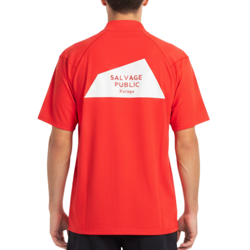 【SALVAGE PUBLIC】モックネック Tシャツ レッド S M L(SAP-SVKS3026)