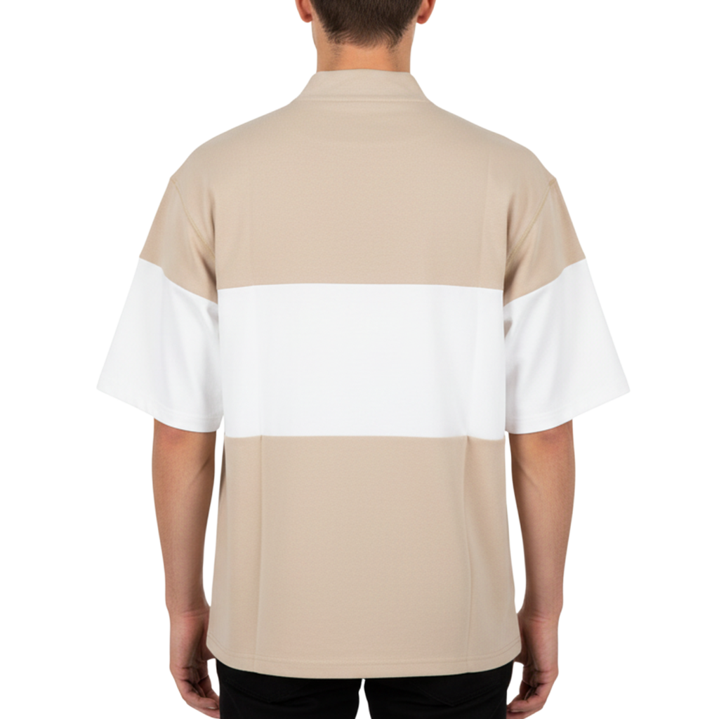 【SALVAGE PUBLIC】モックネック Tシャツ Sand×White M L XL(SAP-SVKS5027)