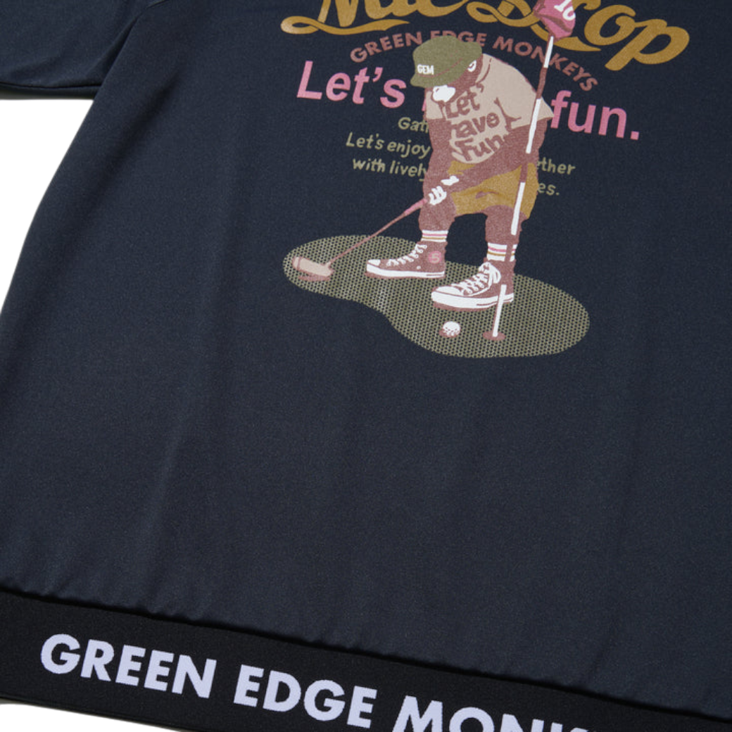 【GREEN EDGE MONKEYS】Ribbed hem mock neck モックネック Tシャツ BLACK (ZZGEM-60353003)
